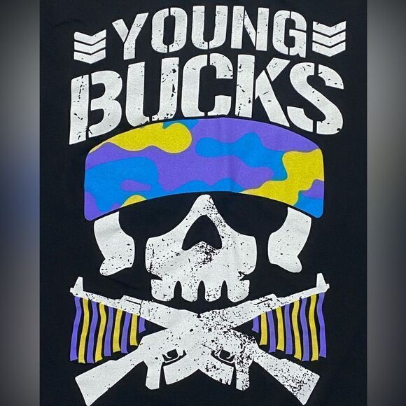 Young Bucks Official Bullet Club Pro Wrestling Tees Men's Black T-Shirt Sz L - Picture 5 of 9